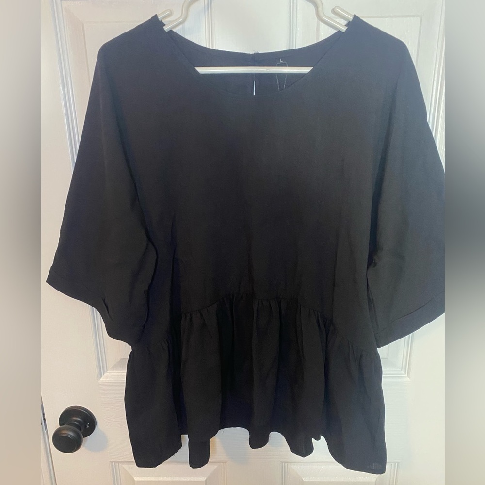 Women’s New Black Babydoll Blouse Size Large